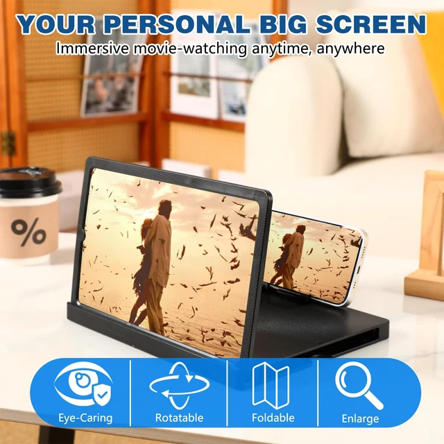 Alt view image 2 of 7 - Screen Magnifier for Cell Phone, 2026 New 3D HD Magnifing Screen Enlarger Projector for Movies Videos and Gaming, Foldable Phone Stand Holder with Screen Magnifier Compatible with All Phones (10 in)