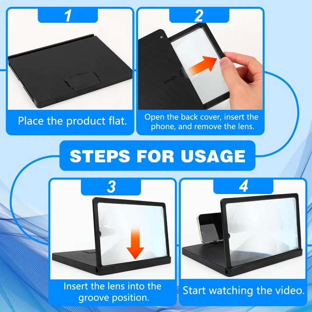 Alt view image 5 of 7 - Screen Magnifier for Cell Phone, 2026 New 3D HD Magnifing Screen Enlarger Projector for Movies Videos and Gaming, Foldable Phone Stand Holder with Screen Magnifier Compatible with All Phones (10 in)