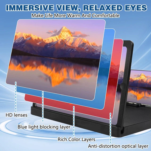 Alt view image 6 of 7 - Screen Magnifier for Cell Phone, 2026 New 3D HD Magnifing Screen Enlarger Projector for Movies Videos and Gaming, Foldable Phone Stand Holder with Screen Magnifier Compatible with All Phones (10 in)