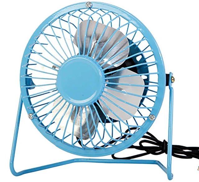 Main image of 4 Inch Small Usb Desk Fan, Metal Mini Quiet Personal Cooling Fan for Home Office Car Travel (Blue)