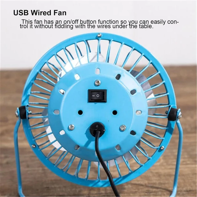 Alt view image 4 of 6 - 4 Inch Small Usb Desk Fan, Metal Mini Quiet Personal Cooling Fan for Home Office Car Travel (Blue)