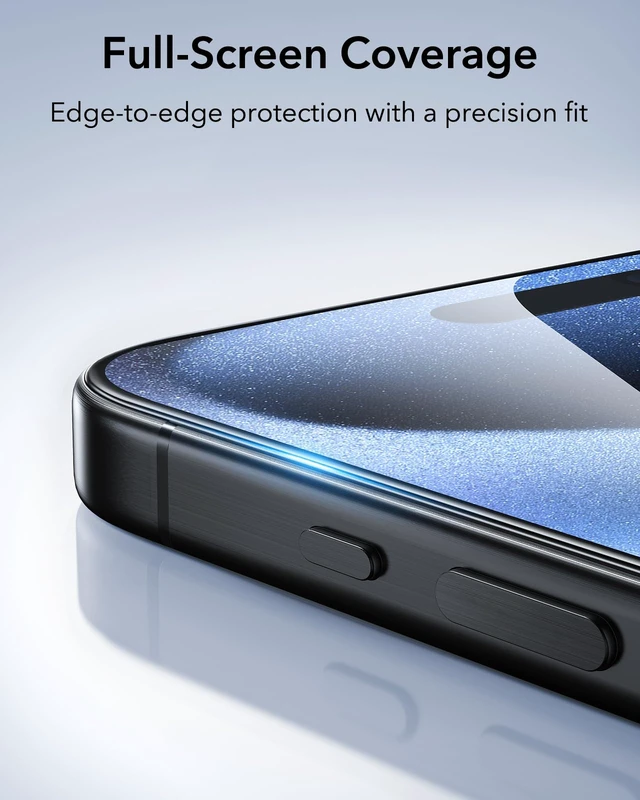 Alt view image 7 of 7 - 3 Pack for iPhone 15 Pro Max Screen Protector, Classic | Easy One-Pull Installation, 2X Impact Absorption, 9H Tempered Glass, Full-Coverage Protection, UltraFit Tray, Bubble-Free