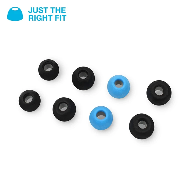 Alt view image 2 of 5 - Cloud Foam Earbud Tips, Universal fit, Memory Foam, Moisture Wicking, Black/Blue, 4 Pairs