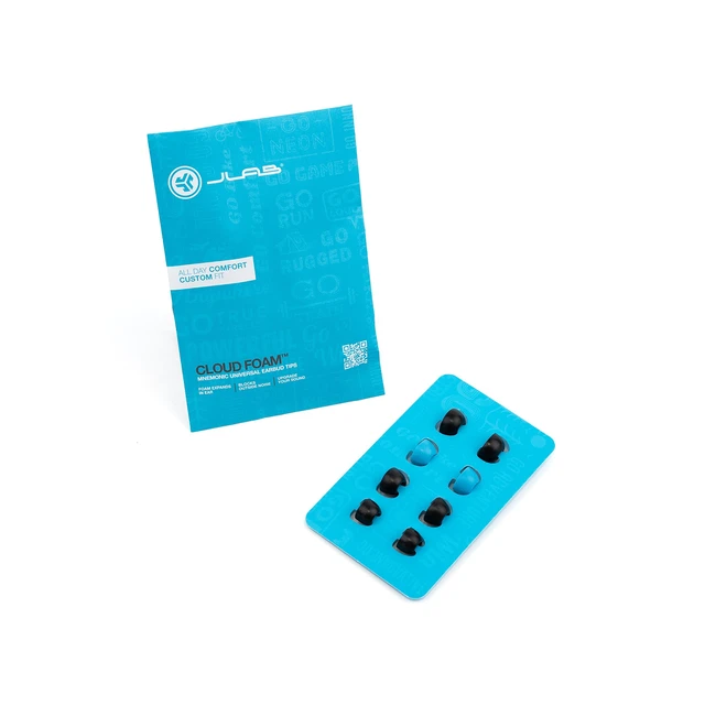 Alt view image 5 of 5 - Cloud Foam Earbud Tips, Universal fit, Memory Foam, Moisture Wicking, Black/Blue, 4 Pairs