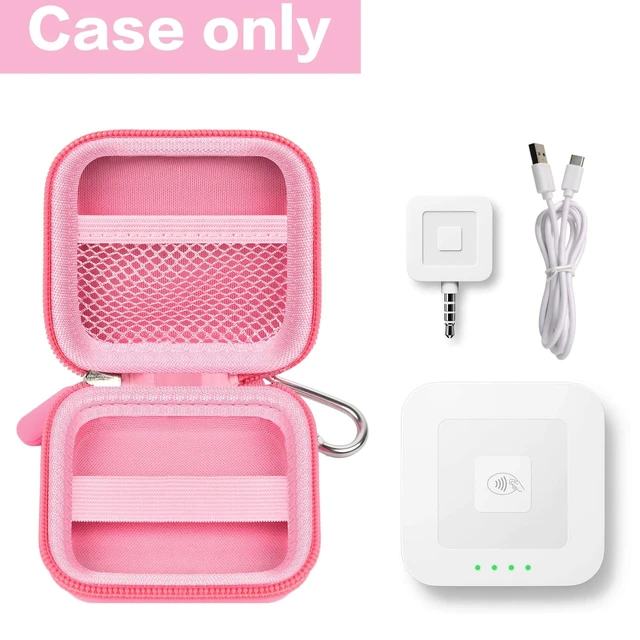 Alt view image 2 of 7 - Hard Case for Square Reader for Contactless and Chip (2nd Gen) | Hard EVA Protects from Drops and Pressure; Mesh Pocket Organizes USB Cable, Carabiner Clips to Work Bags, Pink, Case Only