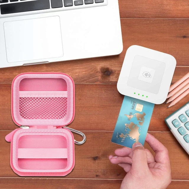 Alt view image 6 of 7 - Hard Case for Square Reader for Contactless and Chip (2nd Gen) | Hard EVA Protects from Drops and Pressure; Mesh Pocket Organizes USB Cable, Carabiner Clips to Work Bags, Pink, Case Only