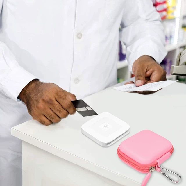 Alt view image 7 of 7 - Hard Case for Square Reader for Contactless and Chip (2nd Gen) | Hard EVA Protects from Drops and Pressure; Mesh Pocket Organizes USB Cable, Carabiner Clips to Work Bags, Pink, Case Only