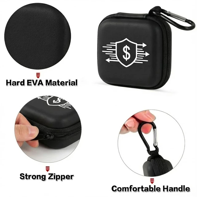 Alt view image 3 of 7 - Hard Case for Square Reader for Contactless and Chip (2nd Gen) | Hard EVA Protects from Drops & Pressure; Mesh Pocket Organizes USB Cable, Carabiner Clips to Work Bags, Jet Black, Case Only