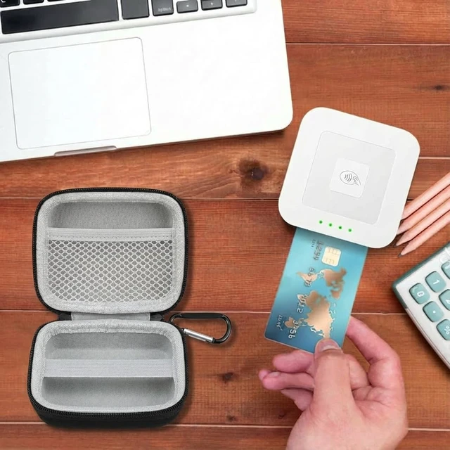 Alt view image 6 of 7 - Hard Case for Square Reader for Contactless and Chip (2nd Gen) | Hard EVA Protects from Drops & Pressure; Mesh Pocket Organizes USB Cable, Carabiner Clips to Work Bags, Jet Black, Case Only