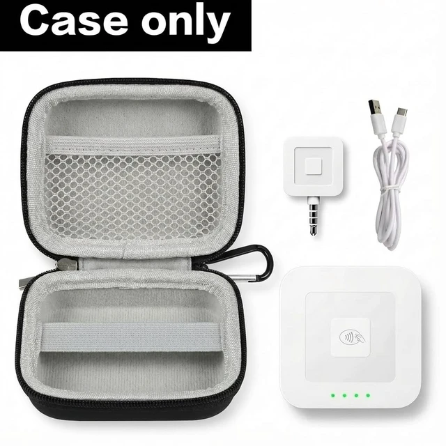 Alt view image 2 of 7 - Hard Case for Square Reader for Contactless and Chip (2nd Gen) | Hard EVA Protects from Drops & Pressure; Mesh Pocket Organizes USB Cable, Carabiner Clips to Work Bags, Jet Black, Case Only