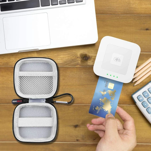 Alt view image 6 of 7 - Hard Case for Square Reader for Contactless and Chip (2nd Gen) | Hard EVA Protects from Drops and Pressure; Mesh Pocket Organizes USB Cable, Carabiner Clips to Work Bags, Black, Case Only