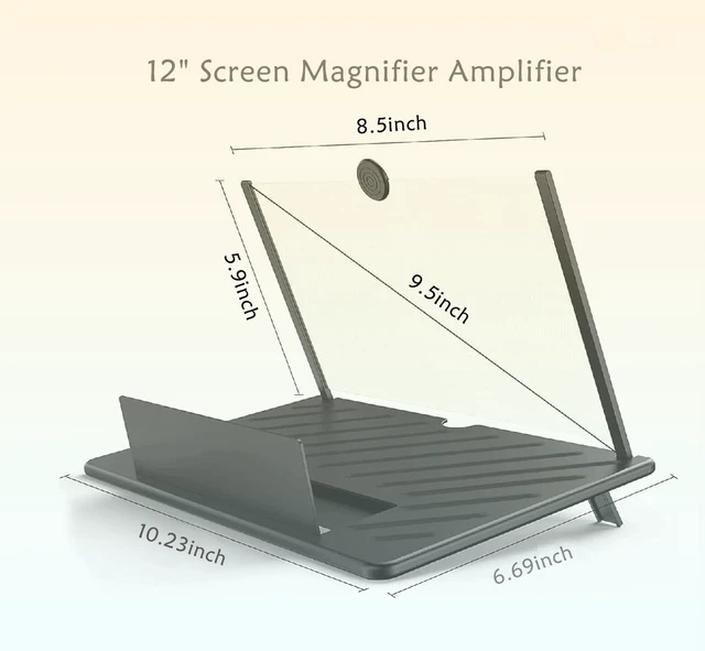 Alt view image 2 of 5 - Screen Magnifier,3D HD Mobile Phone Magnifier Projector Screen Enlarger for Movies, Videos, and Gaming,Foldable Cell Phone Stand with Screen Amplifier,Supports All Smartphones 12'' (Black)