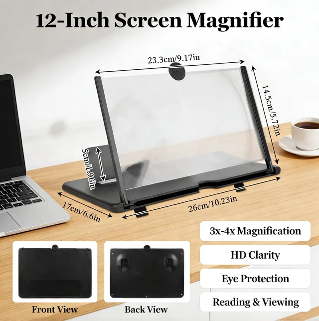 Alt view image 6 of 7 - 10.5 Inch 2026 Upgraded Phone Screen Magnifier, 3D HD Foldable Screen Amplifier with Stand for Movies, Videos, and Reading, Black