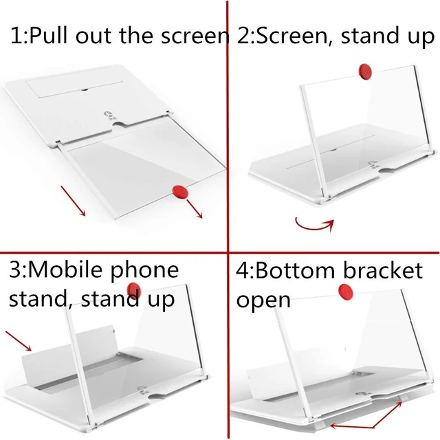 Alt view image 4 of 7 - 12" Screen Magnifier Amplifier, New Generation Mmobile Phone Holder 3D HD Mobile Movie Amplifier, Projector Screen Support X / 8/7 / 7 Plus / 6 / 6s / 6 Plus / 6s Plus and All Other Smartphones