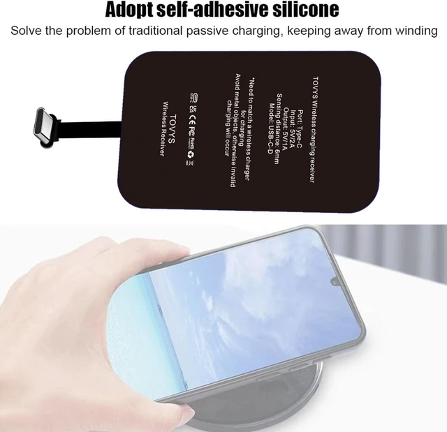 Alt view image 7 of 7 - Wireless Charging Receiver and Adapter, Wireless Charger Receiver Module, Suitable for Google Pixel 3A XL, Samsung Galaxy A13/A14/A15/A42, LG, and Other USB-C Phones.