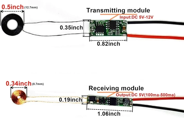 Alt view image 2 of 6 - Wireless Charging 8.7mm Coil 300mA Power Charger 5V Output (8.7mm Coil 300mA)