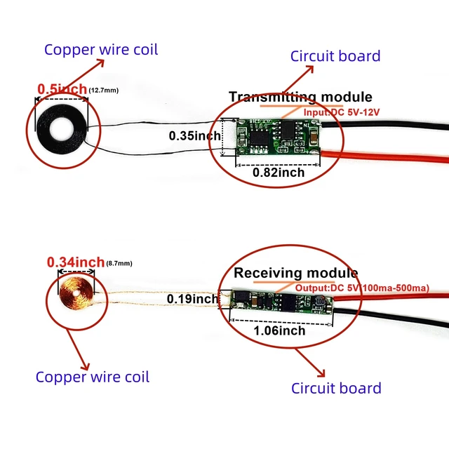Alt view image 4 of 6 - Wireless Charging 8.7mm Coil 300mA Power Charger 5V Output (8.7mm Coil 300mA)