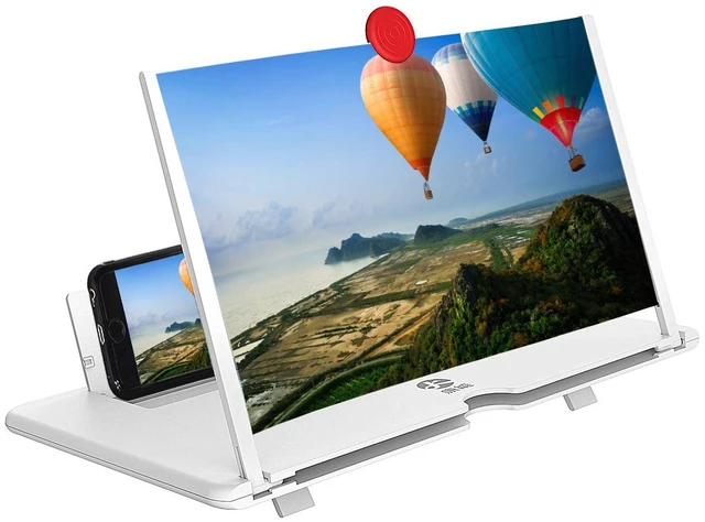 Main image of 12"Screen Magnifier Amplifier,3D HD Mobile Phone Magnifier Projector Screen for Movies,Videos,and Gaming.Foldable Mobile Phone Holder with Screen Magnifier,Supports All Smartphones,A Smart Gift(White)