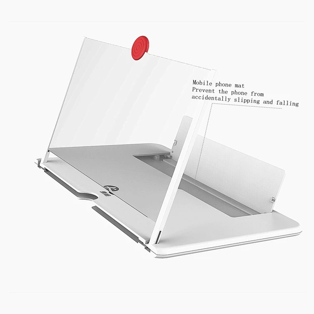 Alt view image 2 of 7 - 12"Screen Magnifier Amplifier,3D HD Mobile Phone Magnifier Projector Screen for Movies,Videos,and Gaming.Foldable Mobile Phone Holder with Screen Magnifier,Supports All Smartphones,A Smart Gift(White)