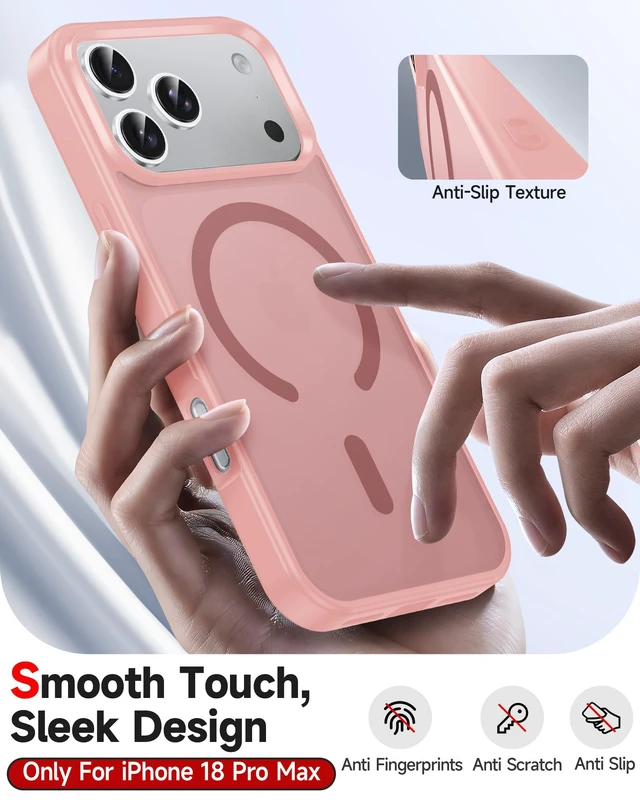 Alt view image 2 of 7 - Magnetic for iPhone 18 Pro Max Case 2026 with Screen Protector Pink | Compatible with Magsafe, Anti-Yellowing, Air Cushion Military-Grade Protection, i Phone 18 Pro Max Funda Para Cover,6.9"