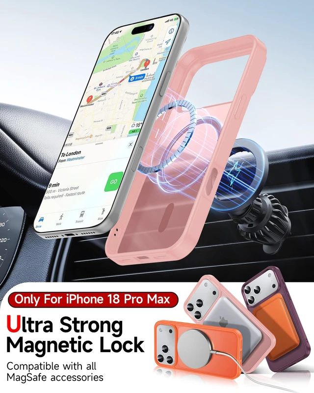 Alt view image 3 of 7 - Magnetic for iPhone 18 Pro Max Case 2026 with Screen Protector Pink | Compatible with Magsafe, Anti-Yellowing, Air Cushion Military-Grade Protection, i Phone 18 Pro Max Funda Para Cover,6.9"