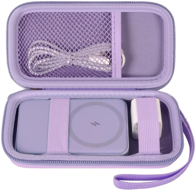Main image of Power Bank Case for Anker MagGo 633/622/621/321 Portable Charger, Box Only | 5000mAh/10000mAh Magnetic Battery Wireless Power Delivery, Hard Shell, for Commuters/Travelers, Office/Gym/Flights, Purple