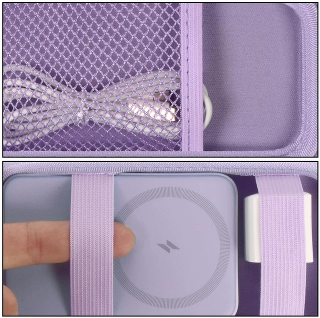 Alt view image 5 of 7 - Power Bank Case for Anker MagGo 633/622/621/321 Portable Charger, Box Only | 5000mAh/10000mAh Magnetic Battery Wireless Power Delivery, Hard Shell, for Commuters/Travelers, Office/Gym/Flights, Purple
