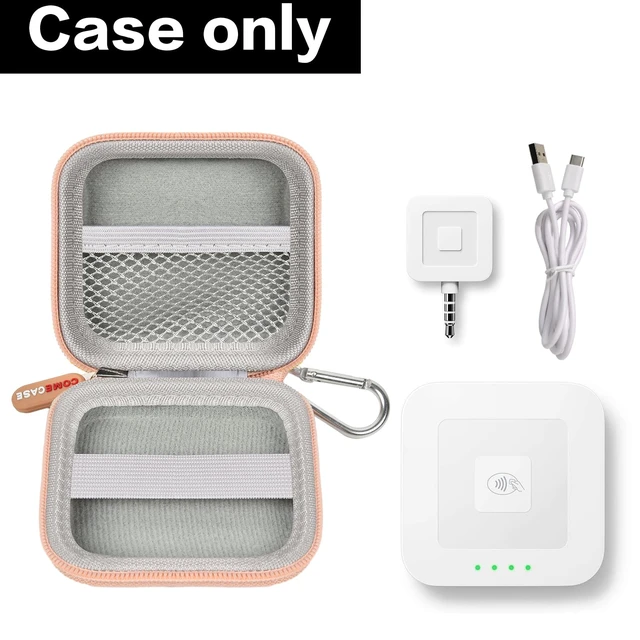 Alt view image 2 of 7 - Hard Case for Square Reader for Contactless and Chip (2nd Gen) | Hard EVA Protects from Drops and Pressure; Mesh Pocket Organizes USB Cable, Carabiner Clips to Work Bags, Rose Gold, Case Onl