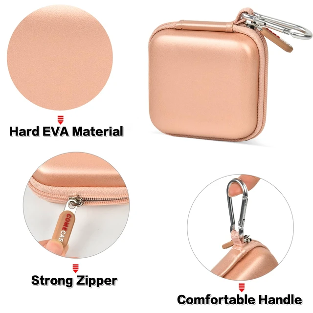 Alt view image 3 of 7 - Hard Case for Square Reader for Contactless and Chip (2nd Gen) | Hard EVA Protects from Drops and Pressure; Mesh Pocket Organizes USB Cable, Carabiner Clips to Work Bags, Rose Gold, Case Onl