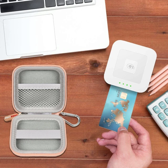 Alt view image 6 of 7 - Hard Case for Square Reader for Contactless and Chip (2nd Gen) | Hard EVA Protects from Drops and Pressure; Mesh Pocket Organizes USB Cable, Carabiner Clips to Work Bags, Rose Gold, Case Onl
