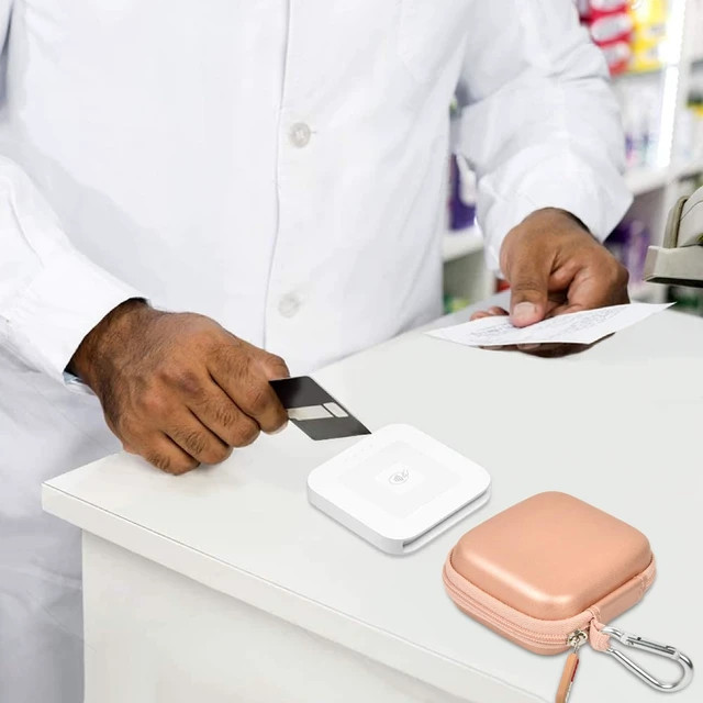 Alt view image 7 of 7 - Hard Case for Square Reader for Contactless and Chip (2nd Gen) | Hard EVA Protects from Drops and Pressure; Mesh Pocket Organizes USB Cable, Carabiner Clips to Work Bags, Rose Gold, Case Onl