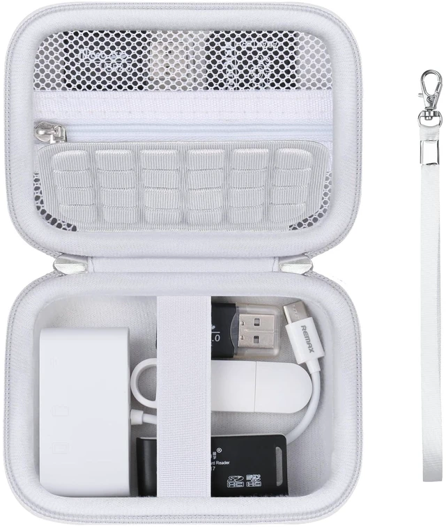 Main image of Computer Memory Card Readers Organizer Case Compatible with SD Card Reader, USB C SD Card Reader, TF Card, Micro SD Card, Portable Memory Card Accessories Storage Bag Travel Case, White