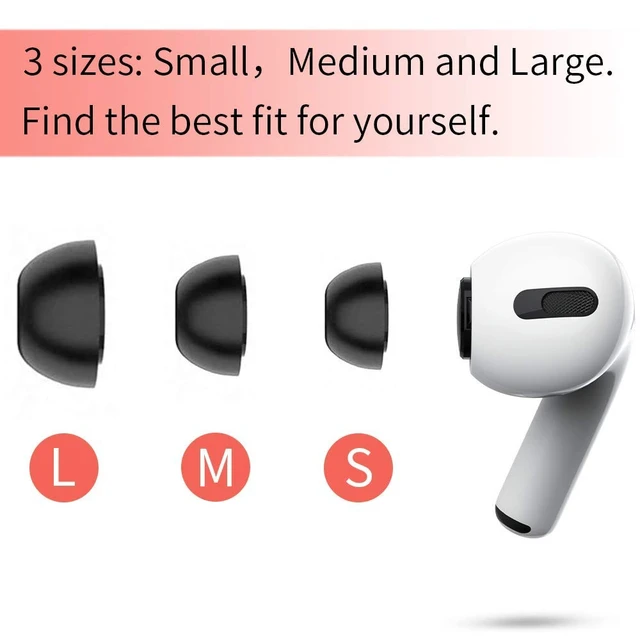Alt view image 3 of 7 - Memory Foam Ear Tips for AirPods Pro 1st & 2nd Gen, 3 Pairs, Assorted S/M/L, Secure Fit, Black