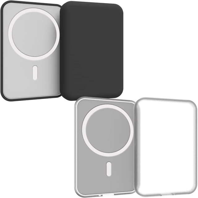 Main image of Clear Case Compatible with Magsafe Battery Pack, Slim Design Matte TPU Rubber Soft Skin Silicone Protective Cover for Magsafe Battery Pack - 2 Pack (Black+Clear)