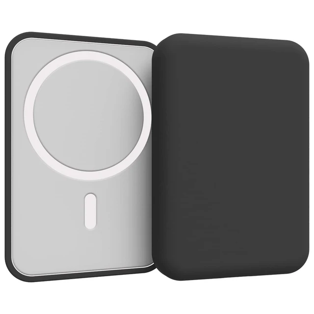 Alt view image 2 of 7 - Clear Case Compatible with Magsafe Battery Pack, Slim Design Matte TPU Rubber Soft Skin Silicone Protective Cover for Magsafe Battery Pack - 2 Pack (Black+Clear)