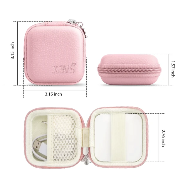 Alt view image 3 of 7 - Hard Case for Square Contactless & Chip Reader 1st/2nd Gen, Pink | Square Card Reader Case, Mini Carrying Bag for Credit Card Scanner, Charger Cords, USB Cables & Small Electronic Accessories