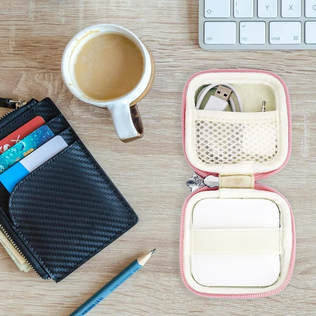 Alt view image 7 of 7 - Hard Case for Square Contactless & Chip Reader 1st/2nd Gen, Pink | Square Card Reader Case, Mini Carrying Bag for Credit Card Scanner, Charger Cords, USB Cables & Small Electronic Accessories