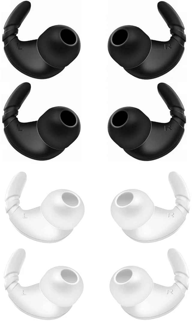 Main image of Sports Anti-Slip Stabilizers Fins Wing Earhooks Compatible with Most in-Ear Earbuds 4mm to 6mm Nozzle Attachment, 4 Pairs Anti-Slip Anti-Lost Soft Earbuds Hooks, Black/White
