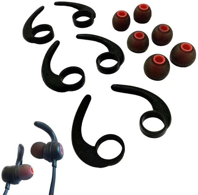 Main image of Silicone Replacement Earbuds Tips & Sports Earhook Earbuds Accessories | 3 Pairs L/M/S, Ear Fins & Stabilizers, Anti-Slip, Secure Fit, Noise Isolating, Universal for In-Ear Earphones
