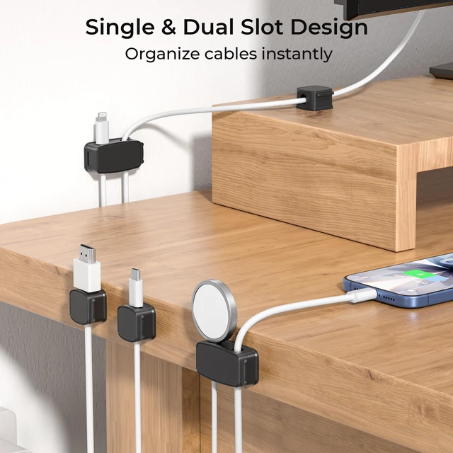 Alt view image 2 of 7 - 6Pack Magnetic Cable Clips Organizer,Cord Management Holder | Strong Adhesive Phone Charging Wire Keeper for Desk,Nightstand,Wall,Car,Desktop,Table,Home,Office
