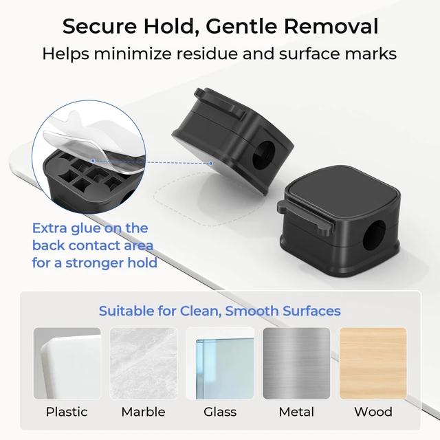 Alt view image 6 of 7 - 6Pack Magnetic Cable Clips Organizer,Cord Management Holder | Strong Adhesive Phone Charging Wire Keeper for Desk,Nightstand,Wall,Car,Desktop,Table,Home,Office