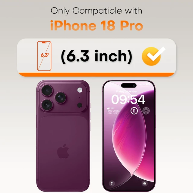 Alt view image 2 of 7 - iPhone 18 Pro Screen Protector, Easy Installation | Bubble-Free, 9H+ Tempered Glass, 8FT Military Grade Shatterproof, Anti-Scratch, Case Friendly HD Clear 6.3" 2 Pack