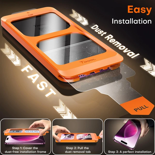 Alt view image 4 of 7 - iPhone 18 Pro Screen Protector, Easy Installation | Bubble-Free, 9H+ Tempered Glass, 8FT Military Grade Shatterproof, Anti-Scratch, Case Friendly HD Clear 6.3" 2 Pack