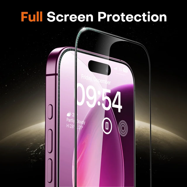 Alt view image 7 of 7 - iPhone 18 Pro Screen Protector, Easy Installation | Bubble-Free, 9H+ Tempered Glass, 8FT Military Grade Shatterproof, Anti-Scratch, Case Friendly HD Clear 6.3" 2 Pack