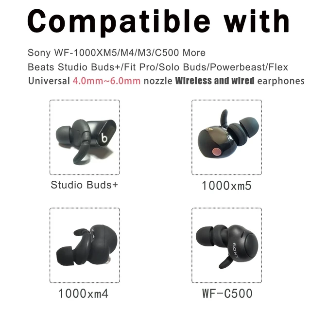 Alt view image 6 of 6 - Silicone Ear Hooks for Sony WF-1000XM5 Replacement Earbuds Tips WF-1000XM5 WF-1000XM4 WF-1000XM3, Black 3 Pairs