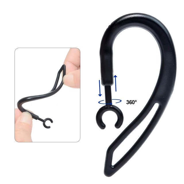 Alt view image 3 of 5 - 8 Pack TPU Flexible Ear Hooks, 360° Rotatable Replacement Clip Loop for Bluetooth Headset & Mini Walkie Talkie Earpiece (4 Black, 4 Clear)