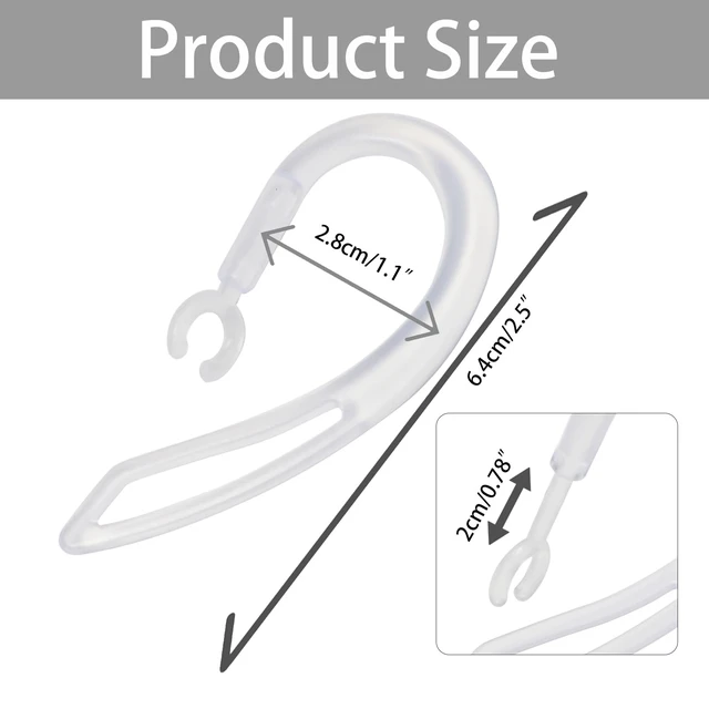 Alt view image 2 of 5 - 8 Pack TPU Flexible Ear Hooks, 360° Rotatable Replacement Clip Loop for Bluetooth Headset & Mini Walkie Talkie Earpiece (4 Black, 4 Clear)