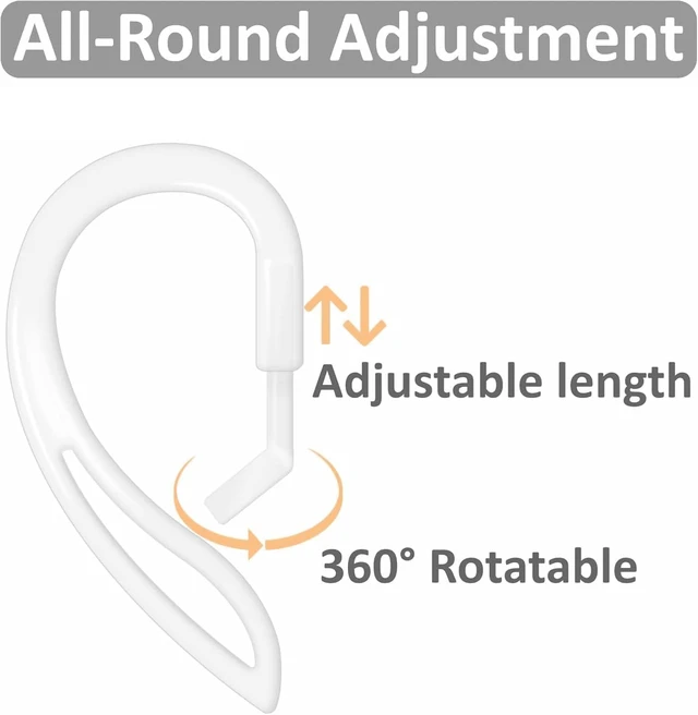 Alt view image 2 of 5 - Ear Hooks Compatible with AirPods 4 4th Gen, 2 Pair Anti-Slip Adjustable Soft Rubber Earhook, 2 Pairs Silicon Ear Tips Hook, Compatible with AirPods 4 2+2 Pairs 615 White