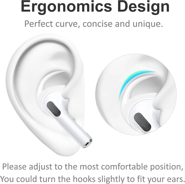 Alt view image 4 of 5 - Ear Hooks Compatible with AirPods 4 4th Gen, 2 Pair Anti-Slip Adjustable Soft Rubber Earhook, 2 Pairs Silicon Ear Tips Hook, Compatible with AirPods 4 2+2 Pairs 615 White