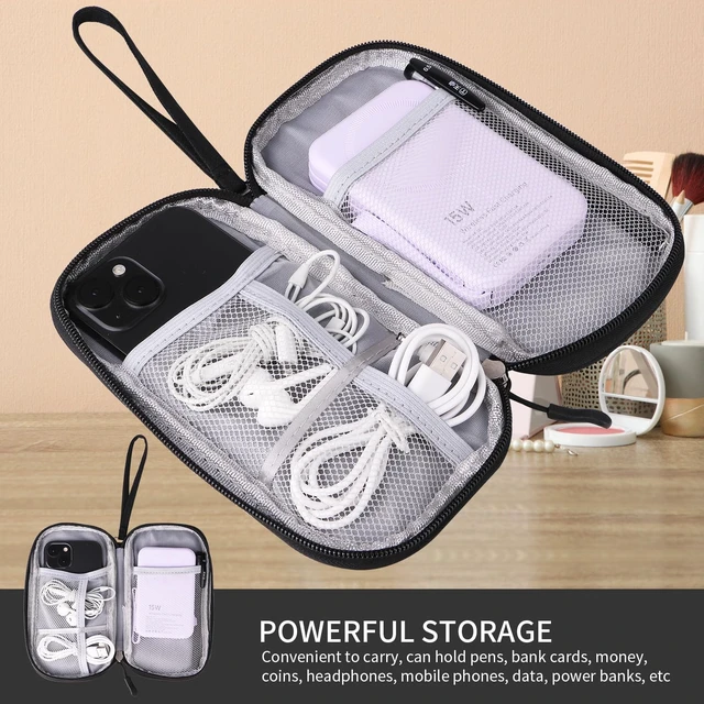 Alt view image 3 of 6 - Universal Cable Organizer - Electronics Accessories Bag for Charger, Phone, Memory Cards & Travel Gadgets (Black)